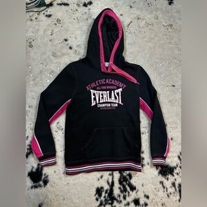 Everlast Girl’s Black and Pink Logo Hoodie Size 10